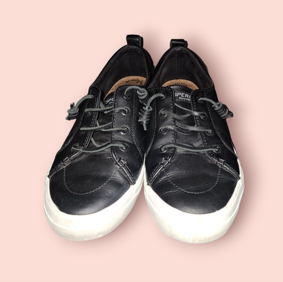 Sperry Crest Vibe Leather slip on shoes Black Women's 8.5 - Picture 2 of 5